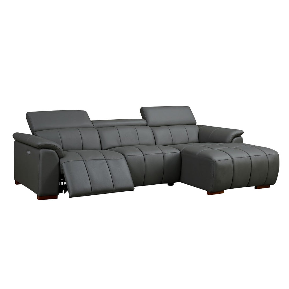 English Elm Wall-Hugger Reclining Sofa - Modern Electric Leather L-Shaped Couch With Usb, Headrest & Footrest W2582S00176-GIGA