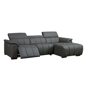 English Elm Wall-Hugger Reclining Sofa - Modern Electric Leather L-Shaped Couch With Usb, Headrest & Footrest W2582S00176-GIGA