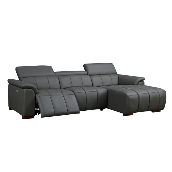 English Elm Wall-Hugger Reclining Sofa - Modern Electric Leather L-Shaped Couch With Usb, Headrest & Footrest W2582S00176-GIGA