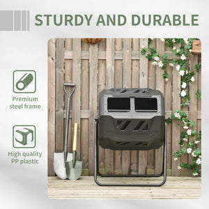 English Elm Outsunny 43 Gallon Dual-Chamber Tumbling Composter – Efficient, Odor-Free, 360° Rotating Design! W2225P174502-GIGA