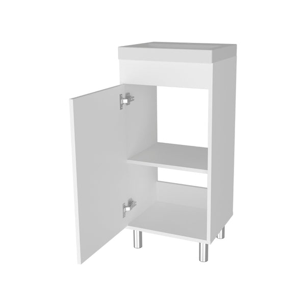 English Elm White Wall-Mounted Bathroom Vanity With 1 Door & 2 Shelves For Organized, Modern Spaces B062P355662-GIGA