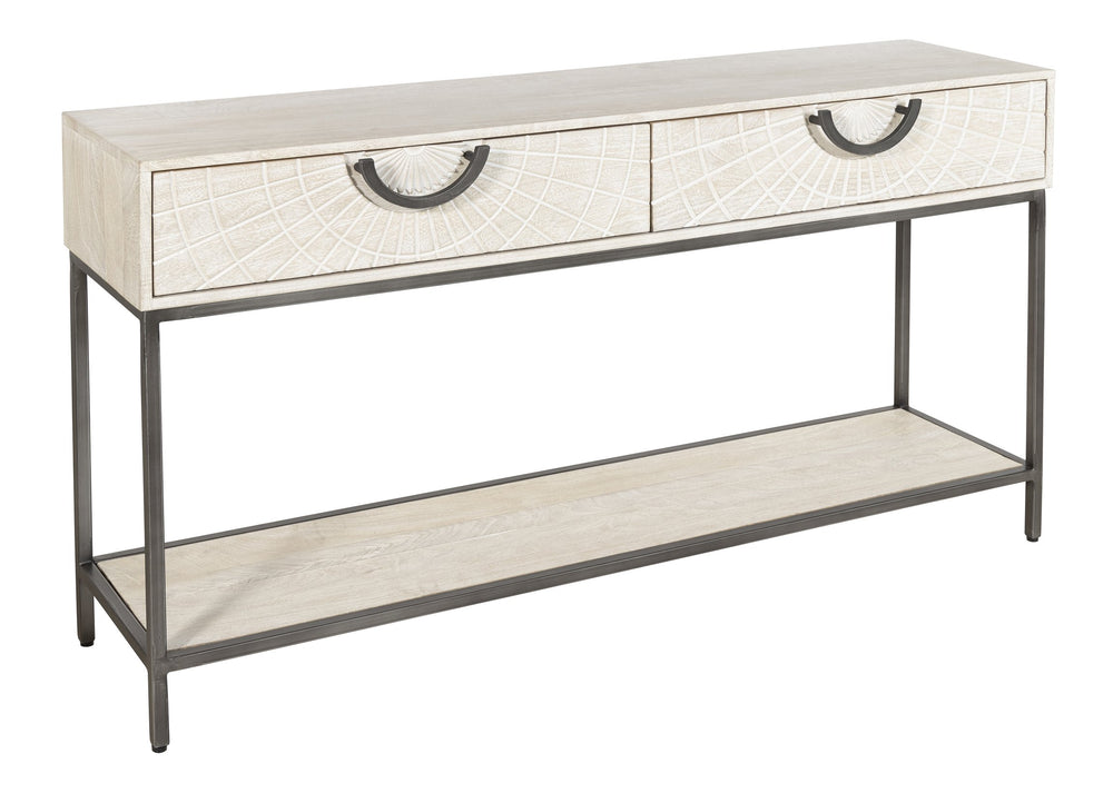 Hekman Furniture 28762 Stylish Sofa Table With Sunburst Drawers, Metal Frame & Whitewash Finish For Modern Living Special Reserve Sofa Table 28762