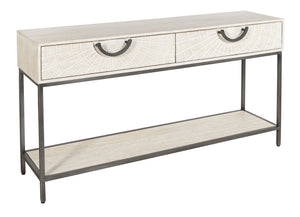 Hekman Furniture 28762 Stylish Sofa Table With Sunburst Drawers, Metal Frame & Whitewash Finish For Modern Living Special Reserve Sofa Table 28762