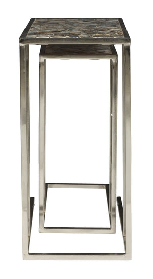 Hekman Furniture 28768 Agate Nesting Tables With Rectangular Agate Tops & Stylish Nickel Metal Base For Modern Homes Special Reserve Nesting Tables 28768
