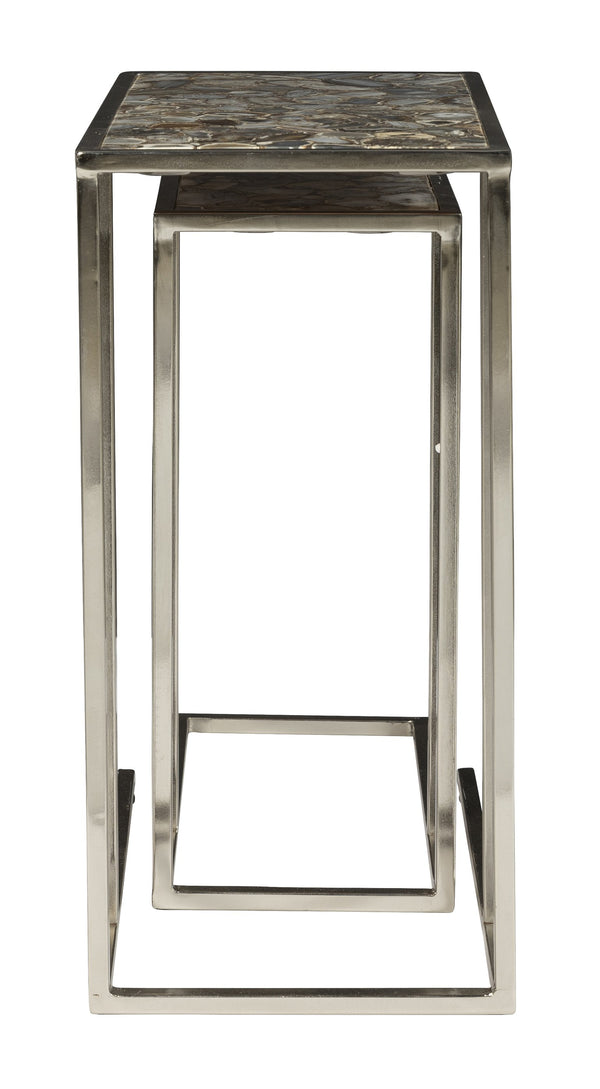 Hekman Furniture 28768 Agate Nesting Tables With Rectangular Agate Tops & Stylish Nickel Metal Base For Modern Homes Special Reserve Nesting Tables 28768