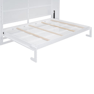 English Elm Queen Murphy Wall Bed with Integrated Wardrobe and Drawers for Studio Spaces LP000876AAK