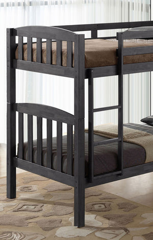 English Elm Transitional Twin Over Twin Bunk Bed With Bookcase Headboard - Space-Saving, Grey & Versatile Design B2741S00299-GIGA