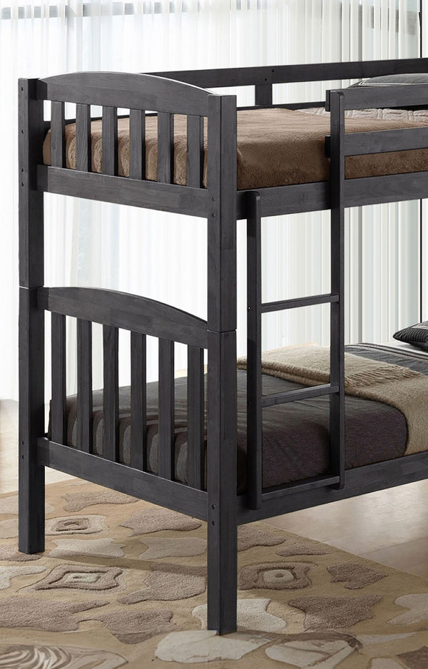 English Elm Transitional Twin Over Twin Bunk Bed With Bookcase Headboard - Space-Saving, Grey & Versatile Design B2741S00299-GIGA