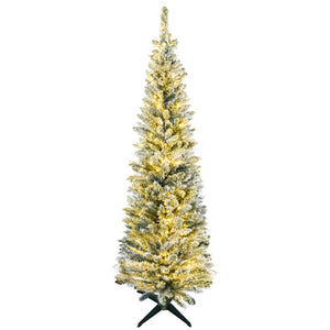 English Elm Homcom 6' Slim Pre-Lit Noble Fir Christmas Tree With 170 Warm White Leds - Perfect For Small Spaces! W2225P249654