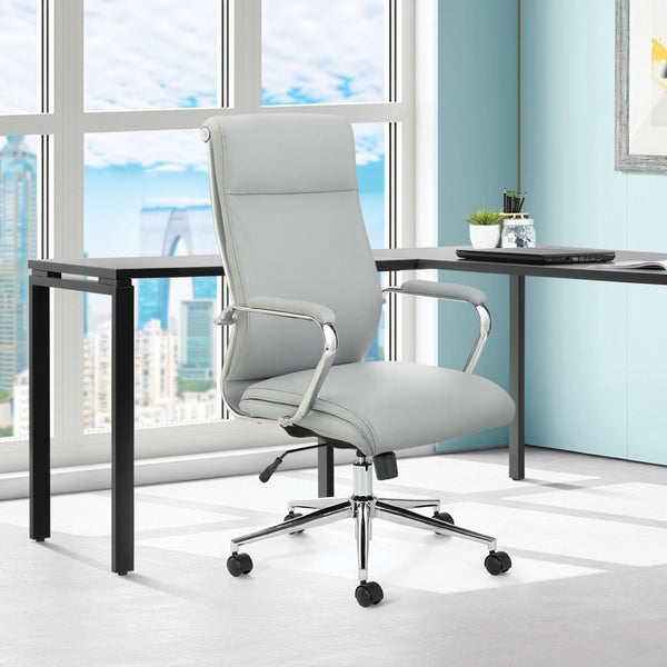 OSP Home Furnishings High Back Ergonomic Manager Chair with Antimicrobial Fabric Chrome Arms and Lumbar Support High Steel 920350C-R112