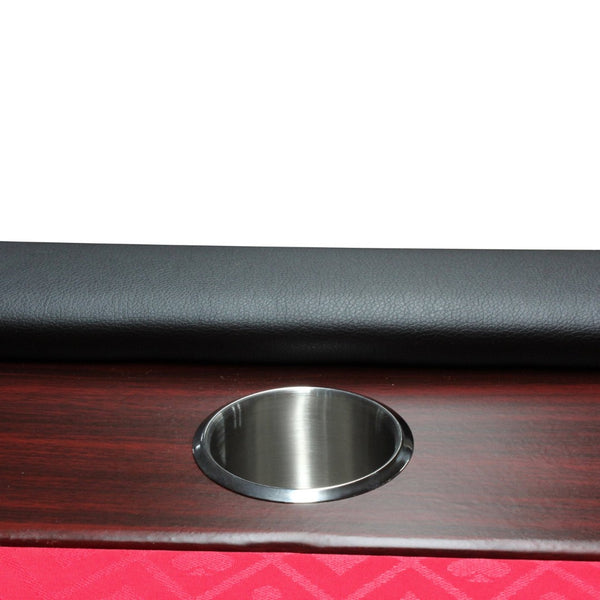 English Elm 96" Folding Poker Table Seats 10 with Felt Surface Wooden Racetrack and Steel Cup Holders W2748S00040