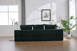 English Elm Oversized Corduroy Cloud Couch Convertible Sleeper Sofa with Memory Foam Seating Emerald W395S00120