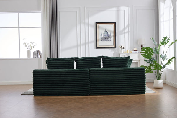 English Elm Oversized Corduroy Cloud Couch Convertible Sleeper Sofa with Memory Foam Seating Emerald W395S00120