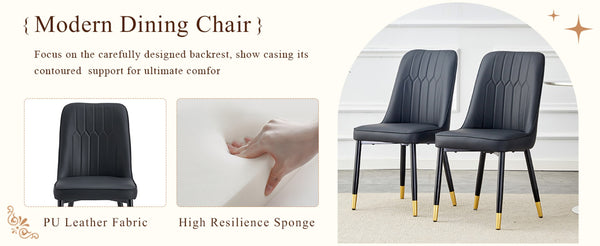 English Elm Table Set With 67" Black Wood Grain Dining Table & 4 Ergonomic Pu Chairs For Modern Luxury Dining W1151S04165-GIGA