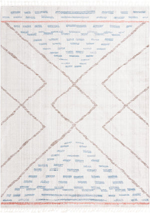 Unique Loom Aramis Kavi Machine Made Tribal Rug Ivory, Blue/Brown/Light Blue/Terracotta/Gray 9' 0" x 12' 0"