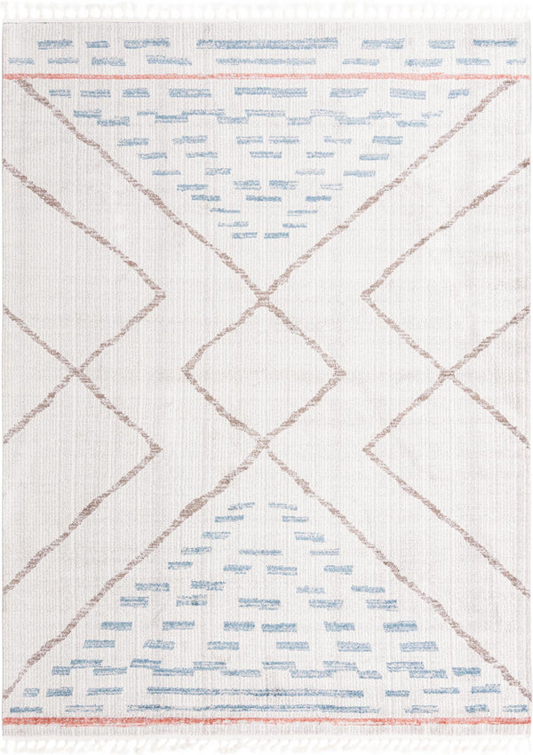 Unique Loom Aramis Kavi Machine Made Tribal Rug Ivory, Blue/Brown/Light Blue/Terracotta/Gray 9' 0" x 12' 0"