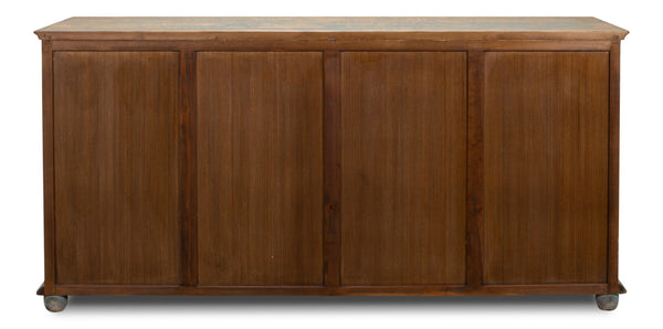 Sarreid Four Diamonds Sideboard Blue - Stylish Pine Storage With 2 Removable Shelves & Chic Matte Finish Blue  28790