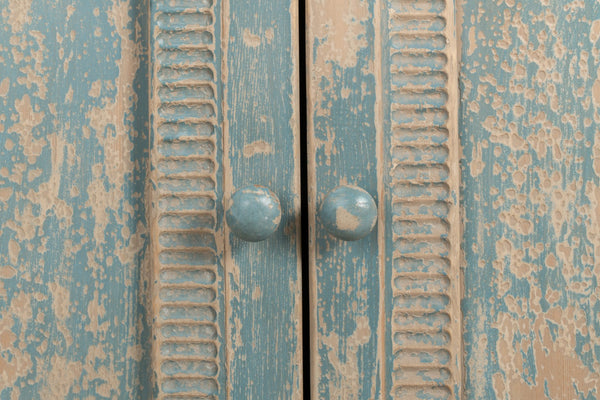 Sarreid Four Diamonds Sideboard Blue - Stylish Pine Storage With 2 Removable Shelves & Chic Matte Finish Blue  28790