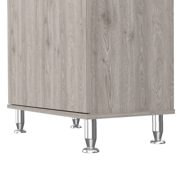 English Elm Pantry 67" Gray Pantry Cabinet with Microwave Top, 4 Doors, Drawer, Shelves, Durable MDP Design B097133016