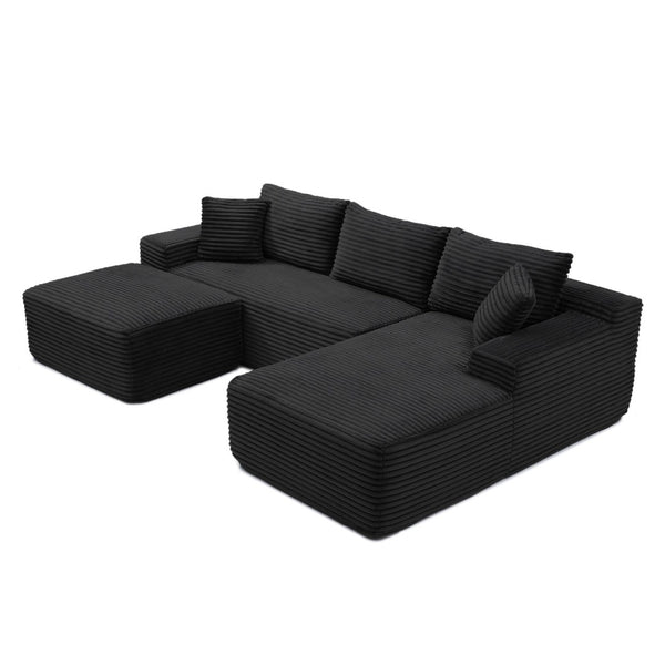 English Elm 105'' Modular Cloud Sectional Corduroy Couch Deep Seat L-shape for Living Room W1117S00319