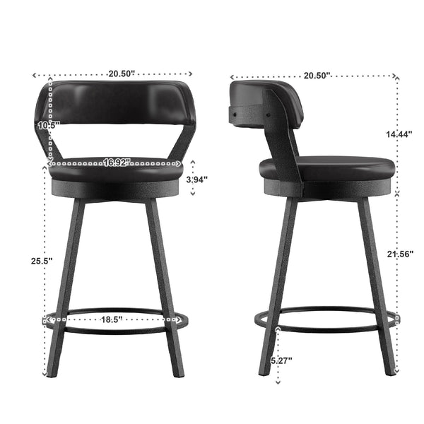 Lebata Swivel Counterstool Faux Leather Metal Frame for Kitchen Islands and Bar