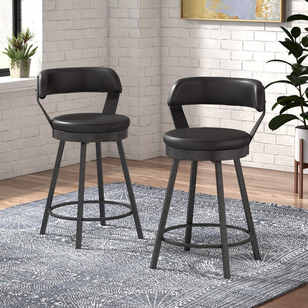 Lebata Swivel Counterstool Faux Leather Metal Frame for Kitchen Islands and Bar
