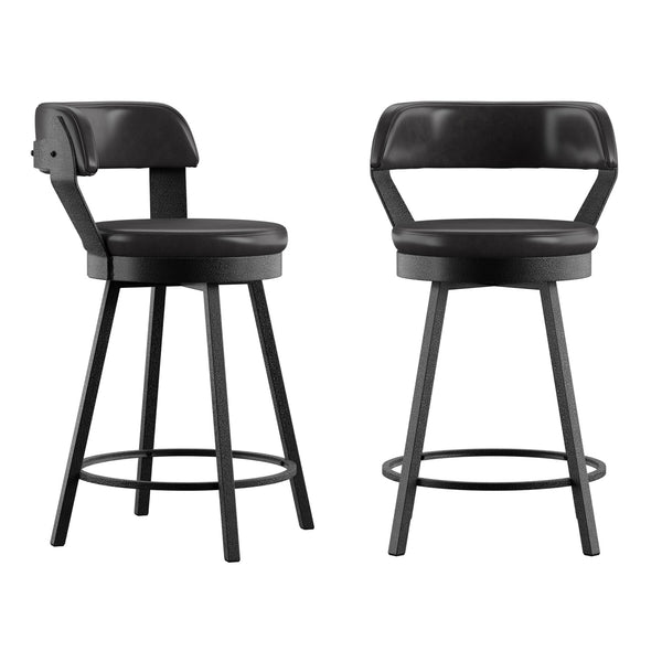 Lebata Swivel Counterstool Faux Leather Metal Frame for Kitchen Islands and Bar