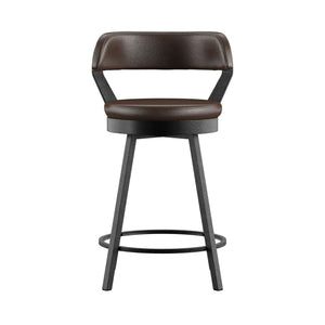 Homelegance Lebata Swivel Counterstool Faux Leather Metal Frame for Kitchen Islands and Bar Grey / Brown 287SW-24BRPU