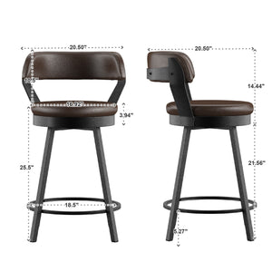 Lebata Swivel Counterstool Faux Leather Metal Frame for Kitchen Islands and Bar