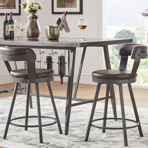 Lebata Swivel Counterstool Faux Leather Metal Frame for Kitchen Islands and Bar