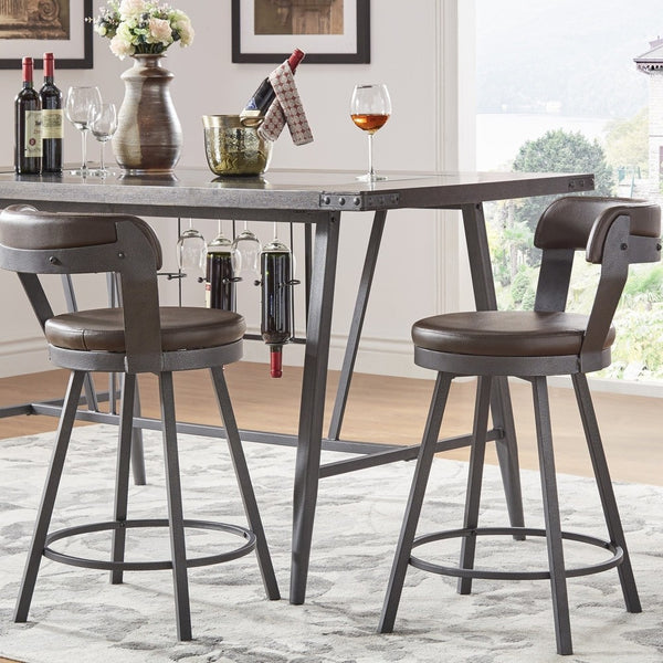 Lebata Swivel Counterstool Faux Leather Metal Frame for Kitchen Islands and Bar