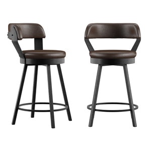 Lebata Swivel Counterstool Faux Leather Metal Frame for Kitchen Islands and Bar