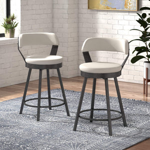 Lebata Swivel Counterstool Faux Leather Metal Frame for Kitchen Islands and Bar