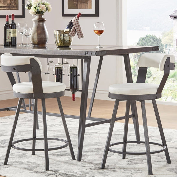 Lebata Swivel Counterstool Faux Leather Metal Frame for Kitchen Islands and Bar
