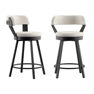 Lebata Swivel Counterstool Faux Leather Metal Frame for Kitchen Islands and Bar