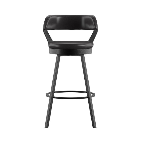 Homelegance Lebata Faux Leather Swivel Barstools Set of 2 with Industrial Metal Frame Black / Grey 287SW-29BKPU