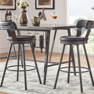 Lebata Faux Leather Swivel Barstools Set of 2 with Industrial Metal Frame