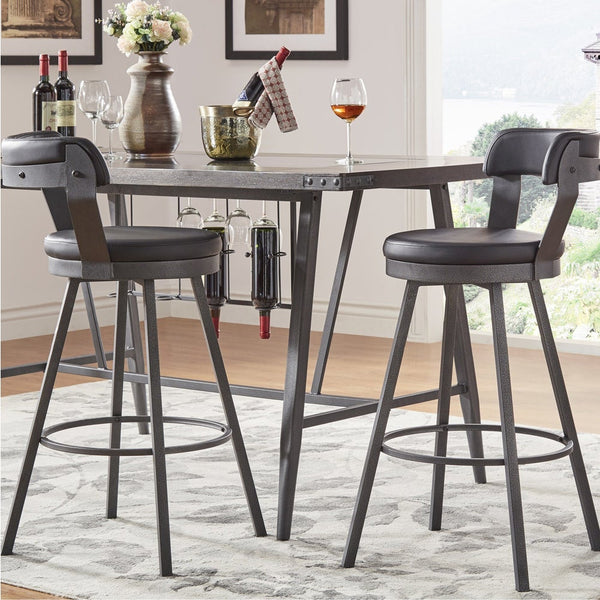 Lebata Faux Leather Swivel Barstools Set of 2 with Industrial Metal Frame