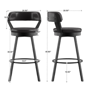 Lebata Faux Leather Swivel Barstools Set of 2 with Industrial Metal Frame