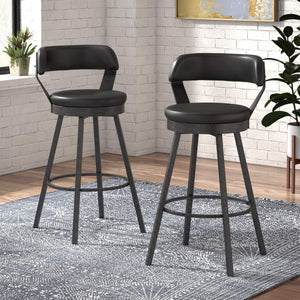 Lebata Faux Leather Swivel Barstools Set of 2 with Industrial Metal Frame