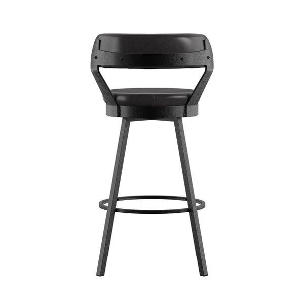 Lebata Faux Leather Swivel Barstools Set of 2 with Industrial Metal Frame