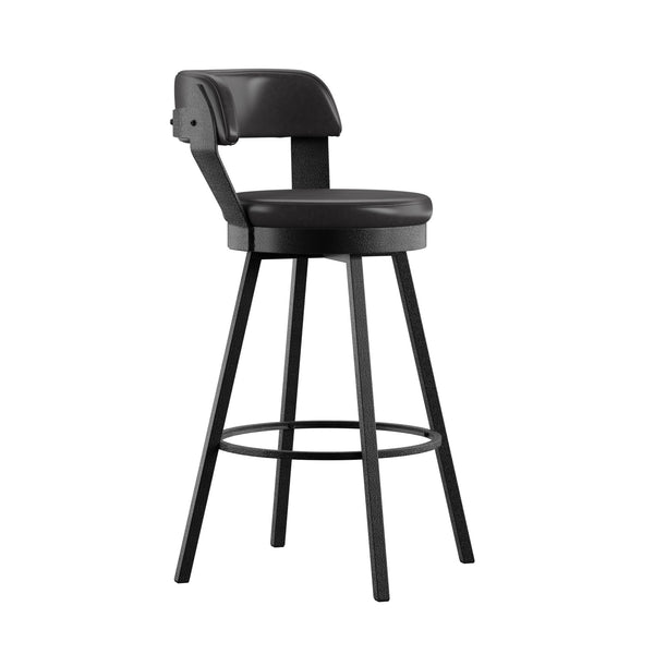 Lebata Faux Leather Swivel Barstools Set of 2 with Industrial Metal Frame