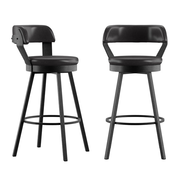 Lebata Faux Leather Swivel Barstools Set of 2 with Industrial Metal Frame