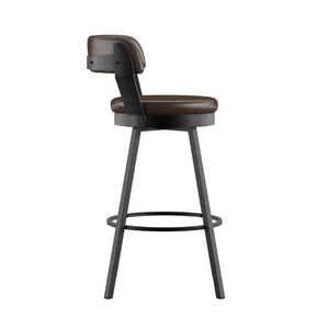 Lebata Faux Leather Swivel Barstools Set of 2 with Industrial Metal Frame