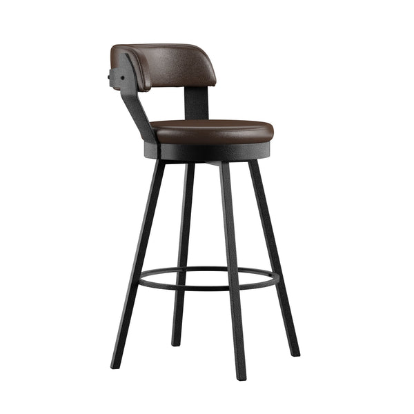 Lebata Faux Leather Swivel Barstools Set of 2 with Industrial Metal Frame