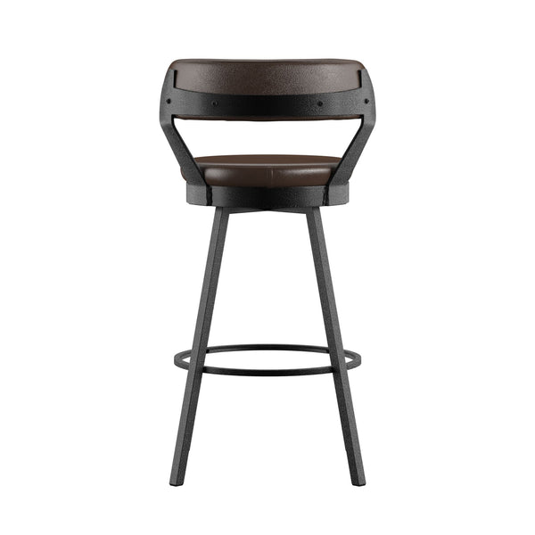 Lebata Faux Leather Swivel Barstools Set of 2 with Industrial Metal Frame