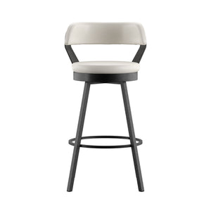 Lebata Faux Leather Swivel Barstools Set of 2 with Industrial Metal Frame