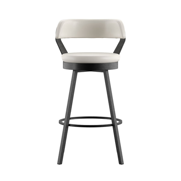 Lebata Faux Leather Swivel Barstools Set of 2 with Industrial Metal Frame