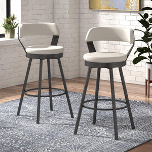 Lebata Faux Leather Swivel Barstools Set of 2 with Industrial Metal Frame