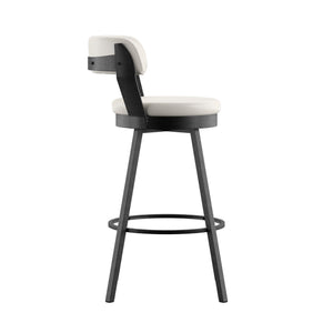Lebata Faux Leather Swivel Barstools Set of 2 with Industrial Metal Frame